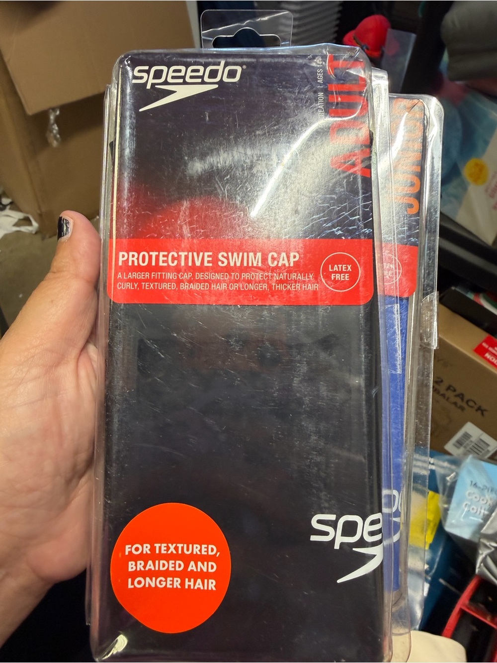 Speedo Black Protective Swim Cap - Solid Black